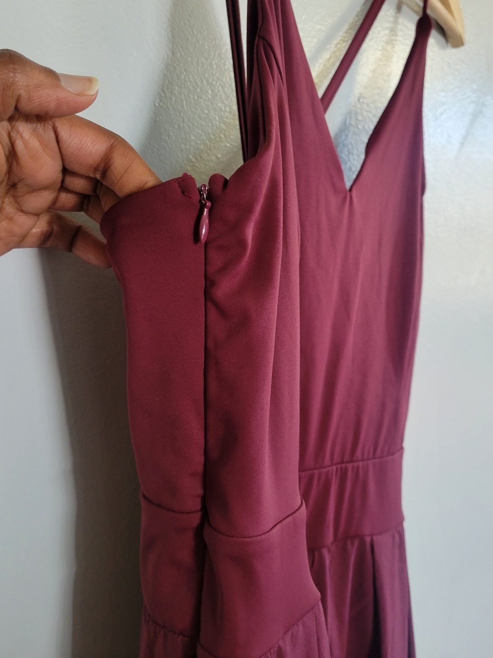 NWT HALARA Breezful V-Neck Wide-Leg Jumpsuit Sz M Quick Dry Maroon - Picture 6 of 14